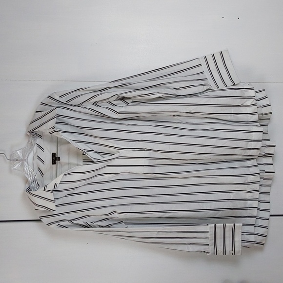 Talbots  Womens White/ Black Striped Popover Organic Preppy top Sz.1X - Picture 1 of 8